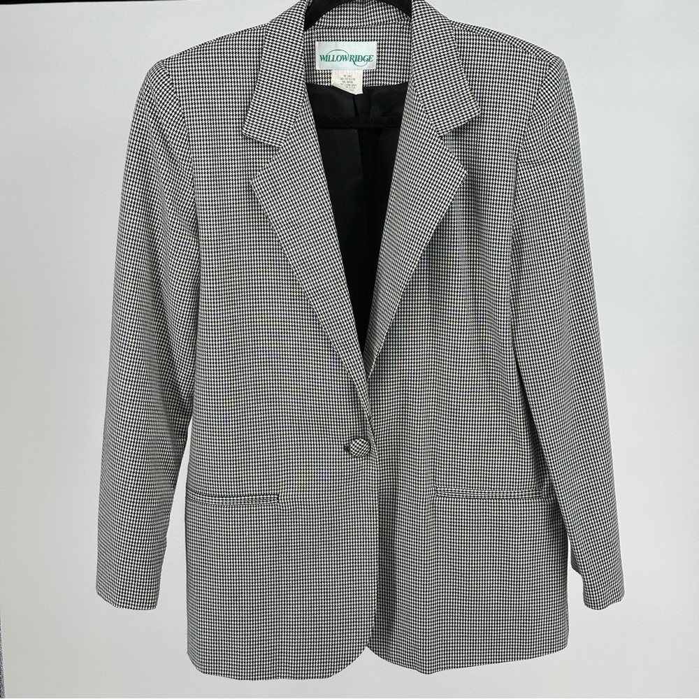 Vintage Women’s 10‎ Willow Ridge Black and White Houndstooth Blazer
